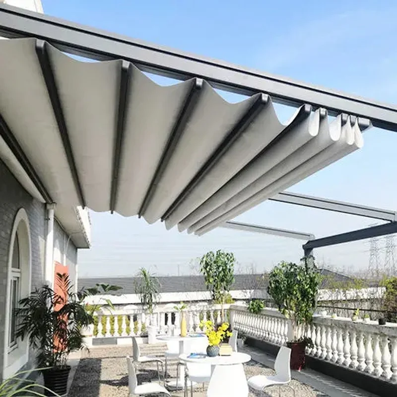Shading Outdoor Practical Awning   Motorized Retractable Terrace Sliding  Retractable Roof