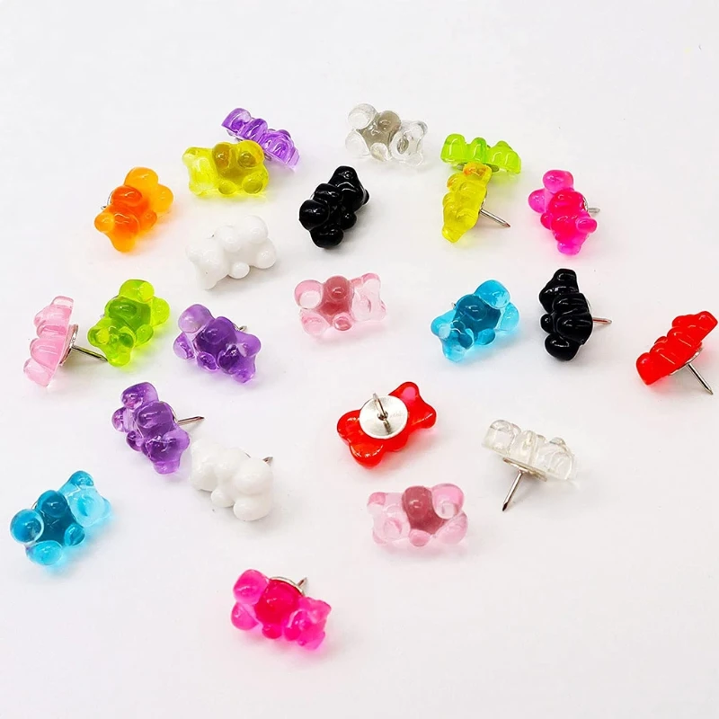 Imagem -03 - Kawaii Bear Thumb Tacks Thumbnails Pushpins Alfinetes Decorativos para Fotos Mapas de Parede Quadro de Avisos Quadros de 20 Peças