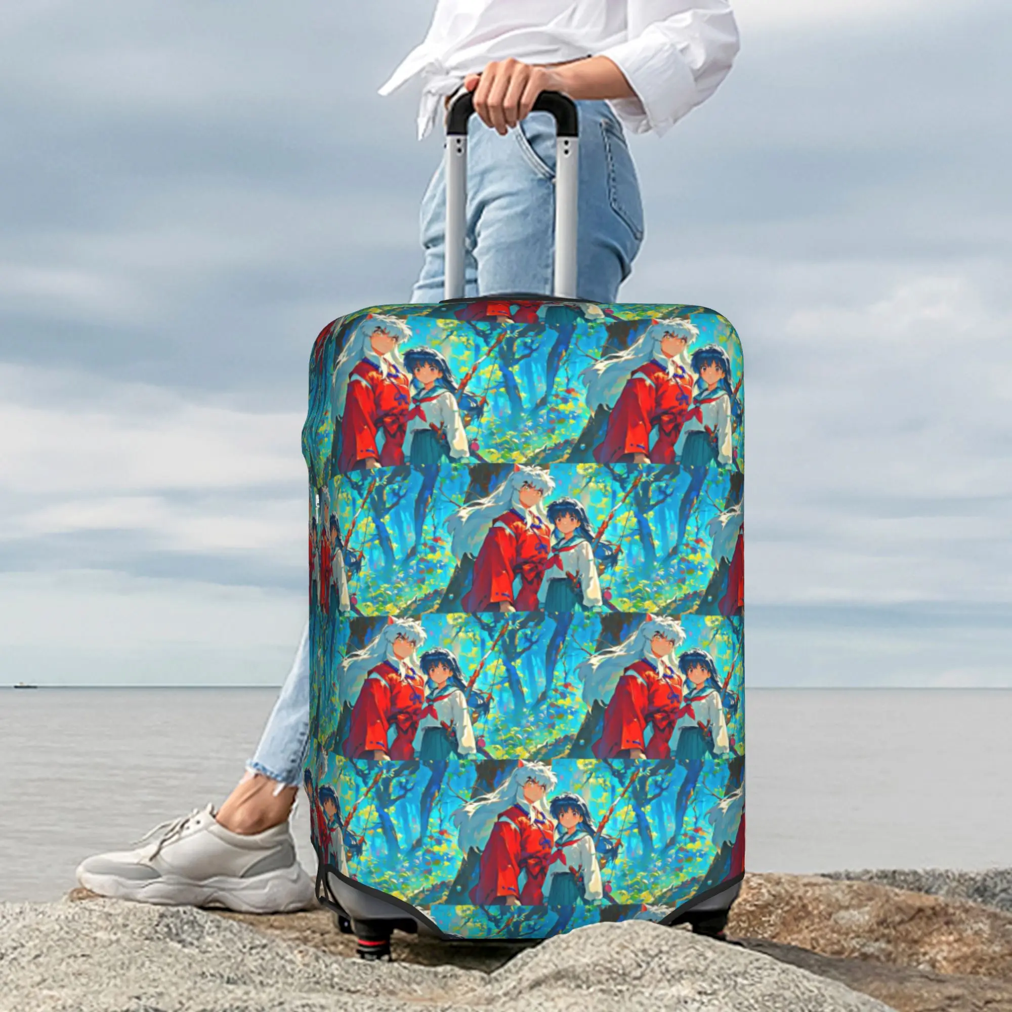 Custom I-Inuyashaes Anime Luggage Cover Protector Funny  Travel Suitcase Covers for 18-32 Inch view 6