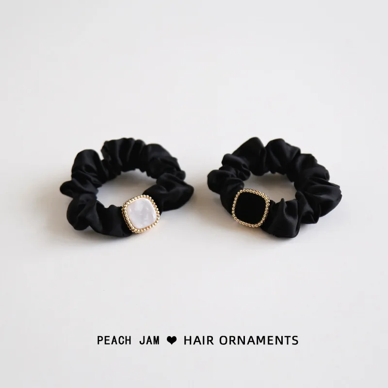 

Hot Selling French Satin Scrunchie High Stretch Elastic Hair Tie for Women Low Ponytail Bun Holder Elegant Simple Chic