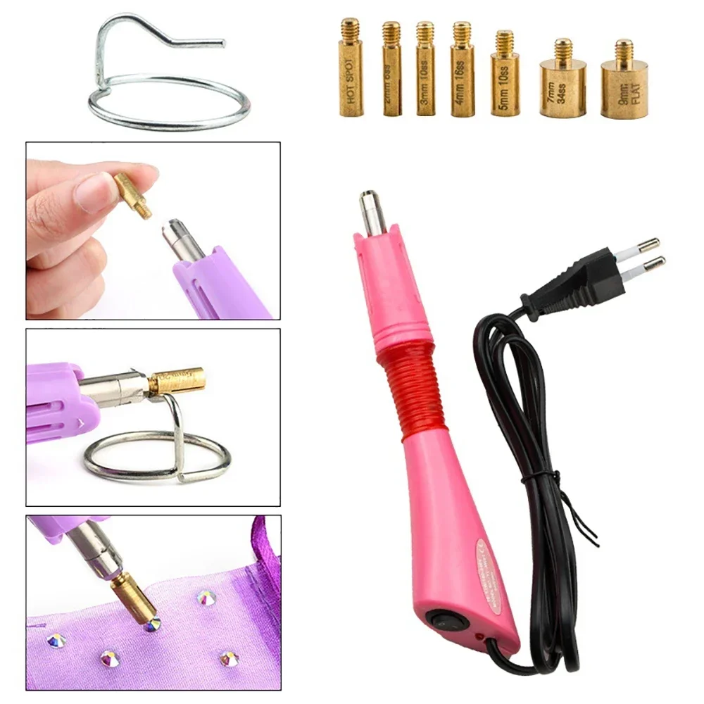 1 Set 2000 stks Hotfix Strass Applicator Set Opstrijkbare Wands met 7 Tips Salon DIY Manicure Gereedschap Glas Kristal Diamant Nail Art