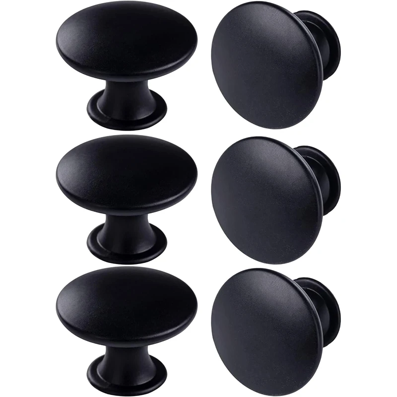 Simple Matte Black Single-Hole Single-Grain Small Handle Cabinet Door Handle Round Flat Head Hollow Small Handle.