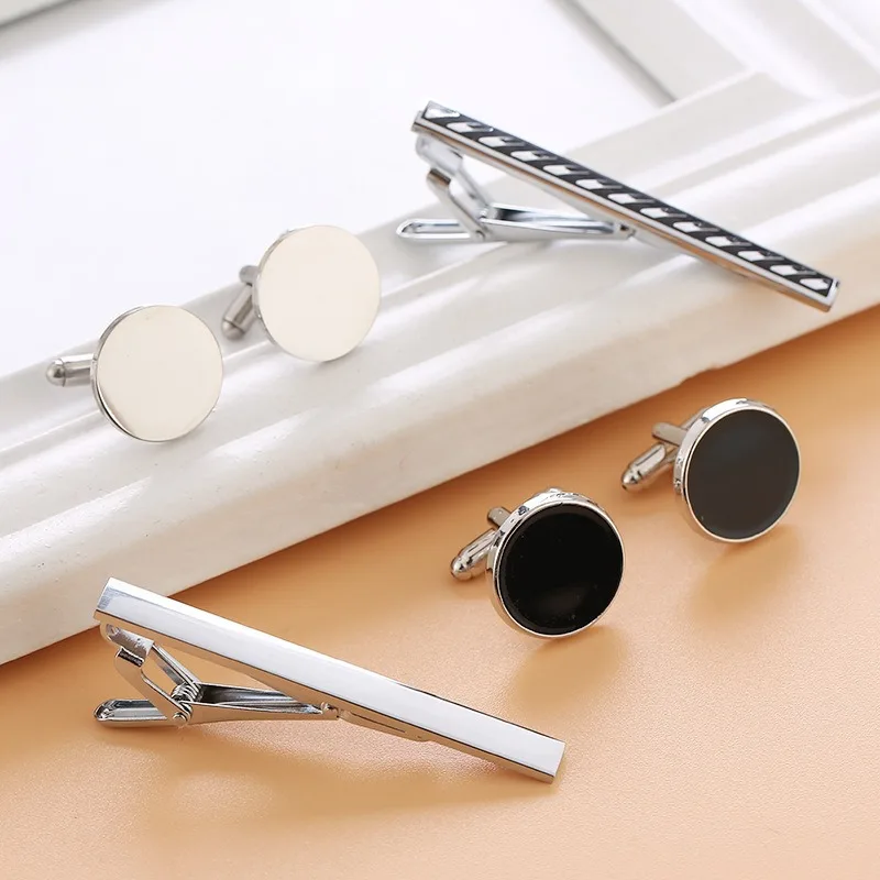 Fashion New Suit Tie Clip Stainless Steel Round Men's Cufflinks Simple Painted Copper Tie Clip