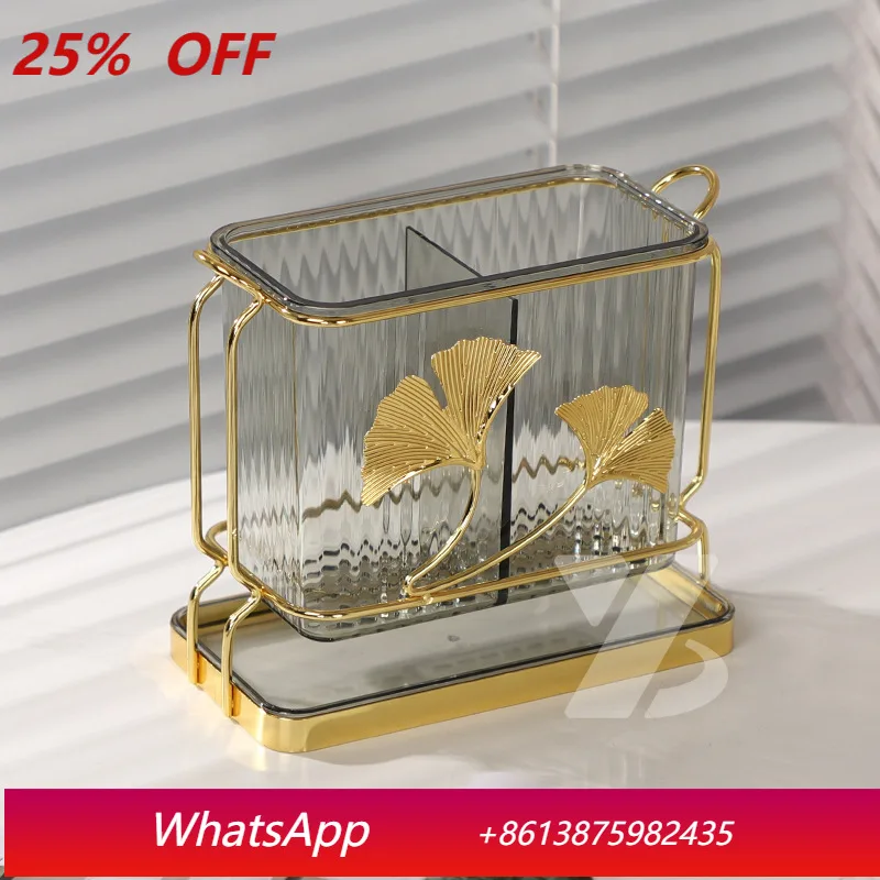 

LH rectangle with drain tray, fan blade, chopstick cartridge, double bucket, simple retro tableware storage