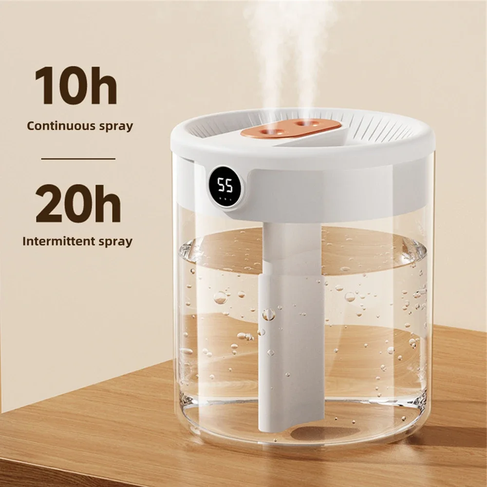 2000ML Home Eletric Air Humidifier USB Dual Spray Ultrasonic Cool Mist Aroma Essential Oil Diffuser Humidifier with LED Lamp