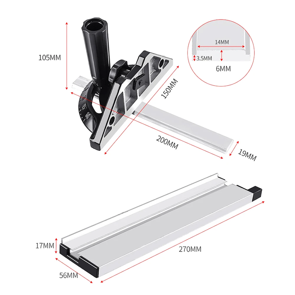 Imagem -02 - Miter Gauge Ângulo Placa Régua Tabela Saw Guia Ferramentas para Carpintaria Substituição Acessórios para Ferramentas de Carpenter Ajustável