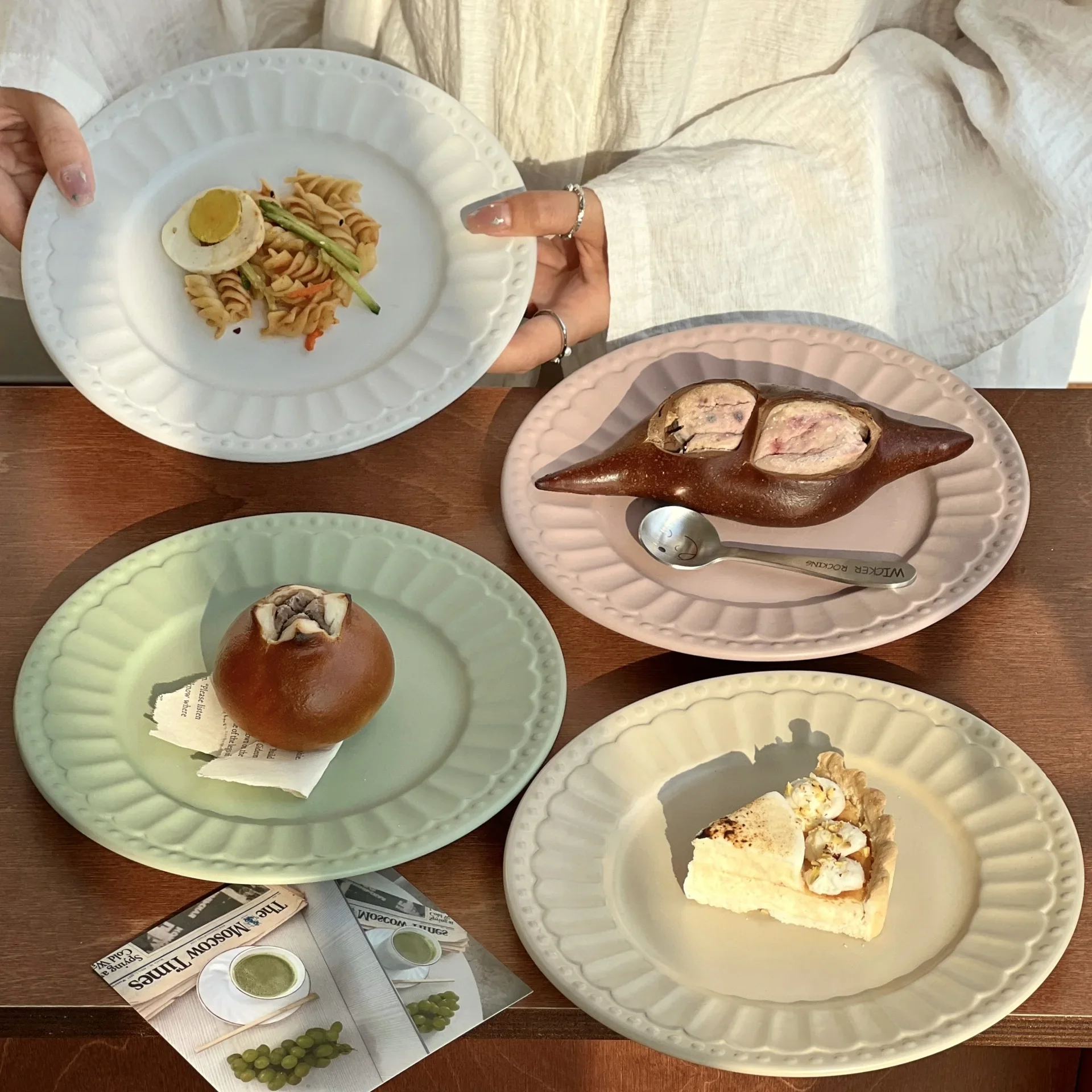 

Ceramic Dinner Plates Sets, Dessert Cake Stand, Dim Sum Dishes for Presentation, Porcelain Dishes, Food, Kitchen