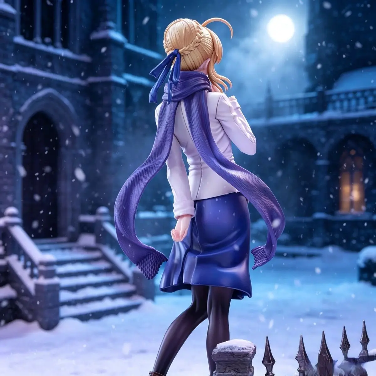 Fate/stay night Artoria Pendragon (Saber) Figure - Winter Coat & Purple Scarf Ver. 20cm Sexy Movable Collectible Anime Statue