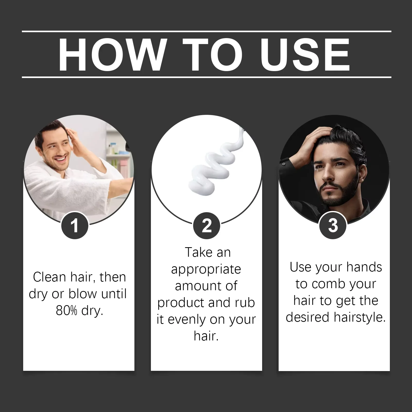 الرجال كريم تصفيف الشعر طويلة الأمد تصويب قوي عقد رقيق غير دهني تقليل التجعد التشطيب غسول شمع الشعر الثابت #6
