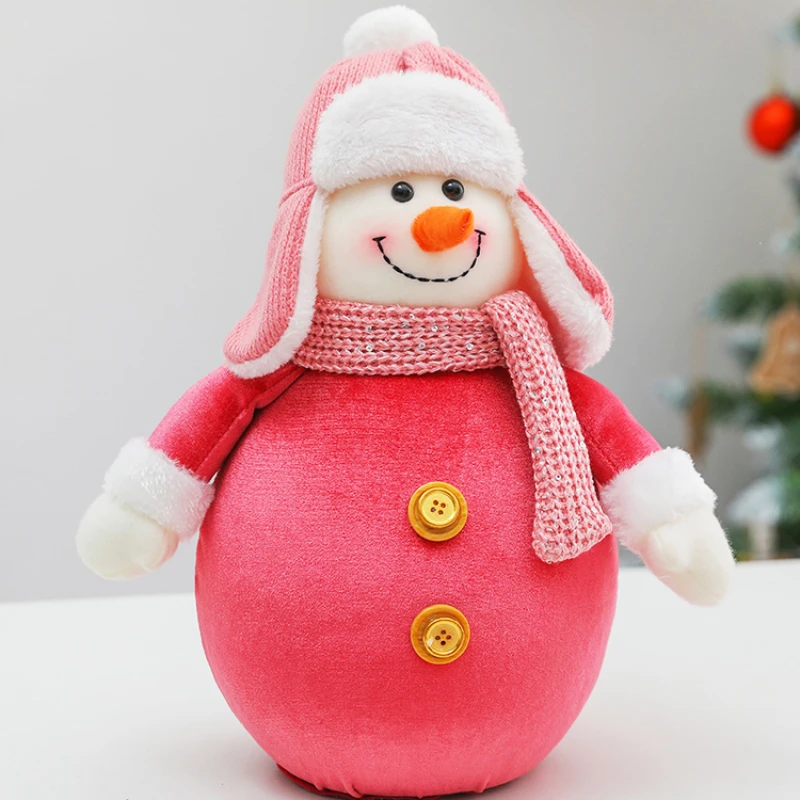 

Christmas Doll Pink Gradient Snowman Santa Claus Figurine, Store Celebration Decor Prop, Korean Gradient Velvet, Durable Fine