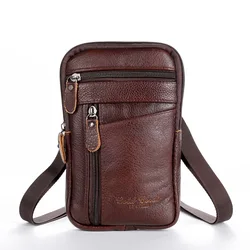 Men's Genuine Leather Waist Packs Phone Pouch Bags Waist Bag Male Small Chest Shoulder Belt Bag 2022 Designer Crossbody Bags