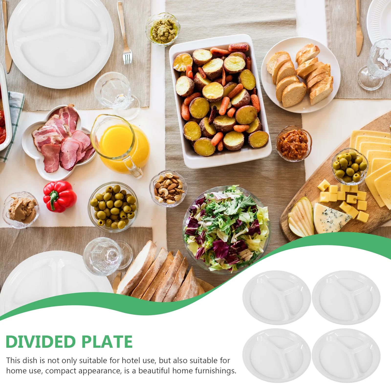 

Fast Food Plate Round Fruit Tray Household Multi-Function Dinner Plate Non-Slip Design Food Serving Accessory for Home