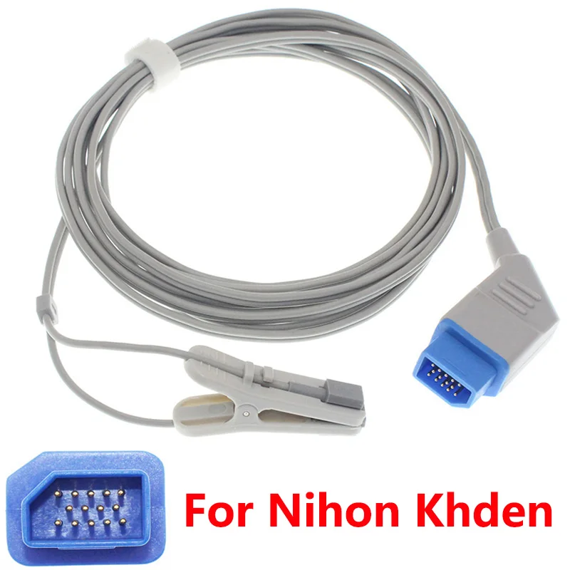 

One-Piece Reusable SpO2 Sensor,Compatible Nihon Kohden BSM2300 Monitor,14pin 3m Finger/Ear Oximetry Cable