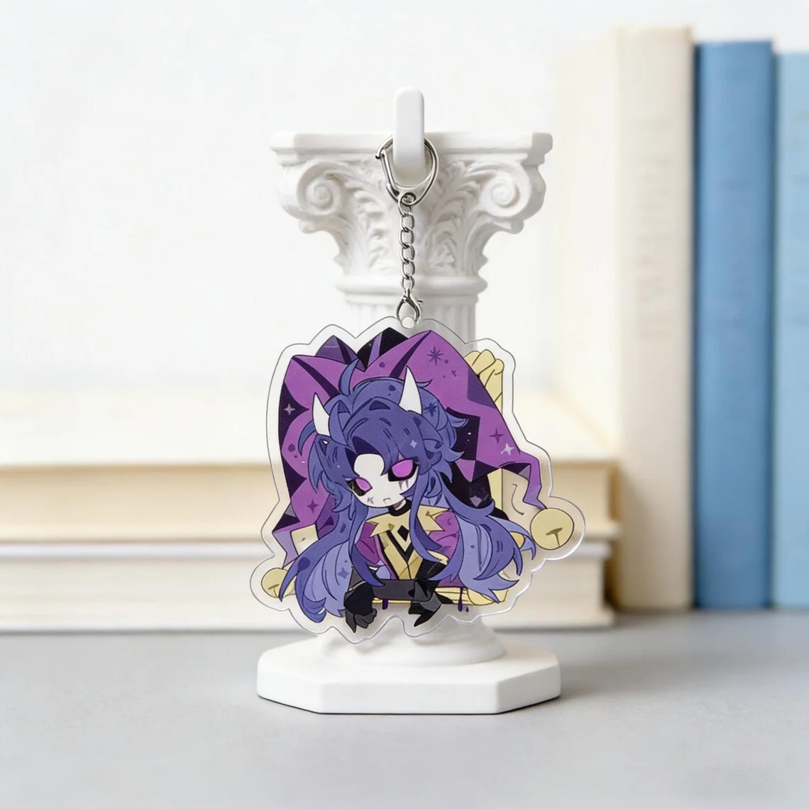 Dark Circus Jester Q Version Acrylic Keychain Clowncore Creepy Cute Backpack Charm Gift for Friends