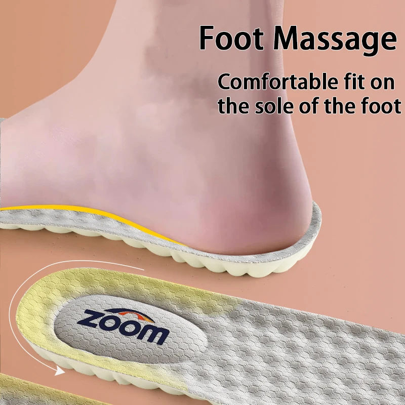 super soft Latex elastic insoles breathable anti-odor insole shock-absorbing soles men's Running sports insoles 1pair