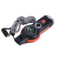 Compass Emergency Whistle LED Light Thermometer Survival Whistle Storage Container High Decibel 7 in 1 Whistle Outdoor Tools