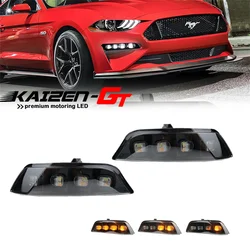 Car Front Bumper Dynamic Amber LED Turn Signal Lights w/ White DRL Parking Lights Assembly For Ford Mustang 2015 2016 2017 12V