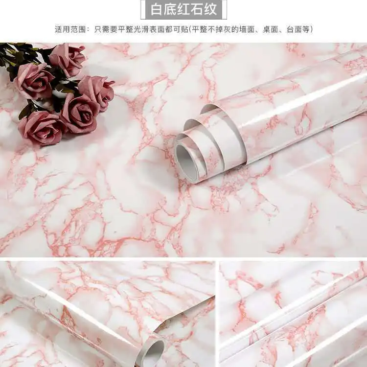 Kitchen DIY Self-Adhesive Waterproof Oil-proof PVC Wall Stickers Cabinets Countertop Wallpaper Bathroom Desktop Renovation Films