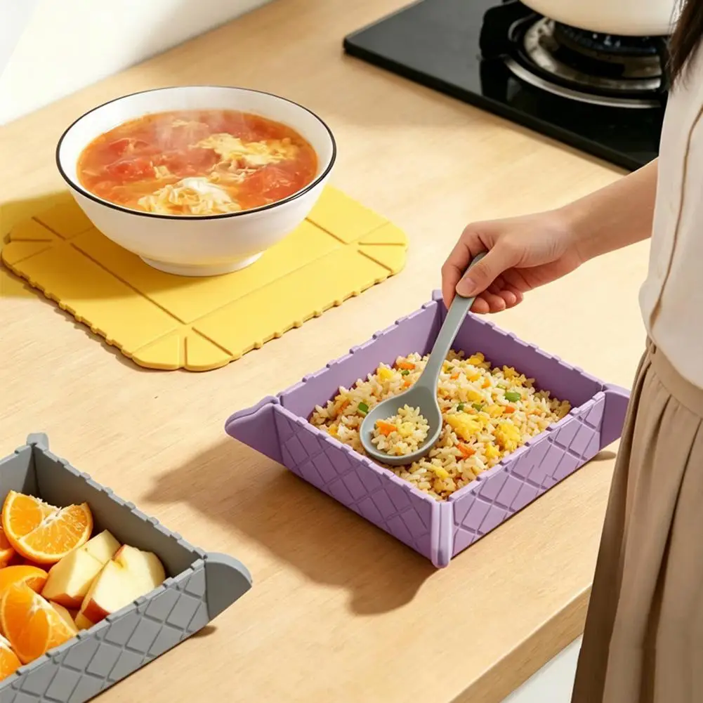 Magnetic Silicone Placemat Heat Resistant Pot Holder Foldable Silicone Magnetic Mat Heat Resistant Non-slip Trivet for Kitchen