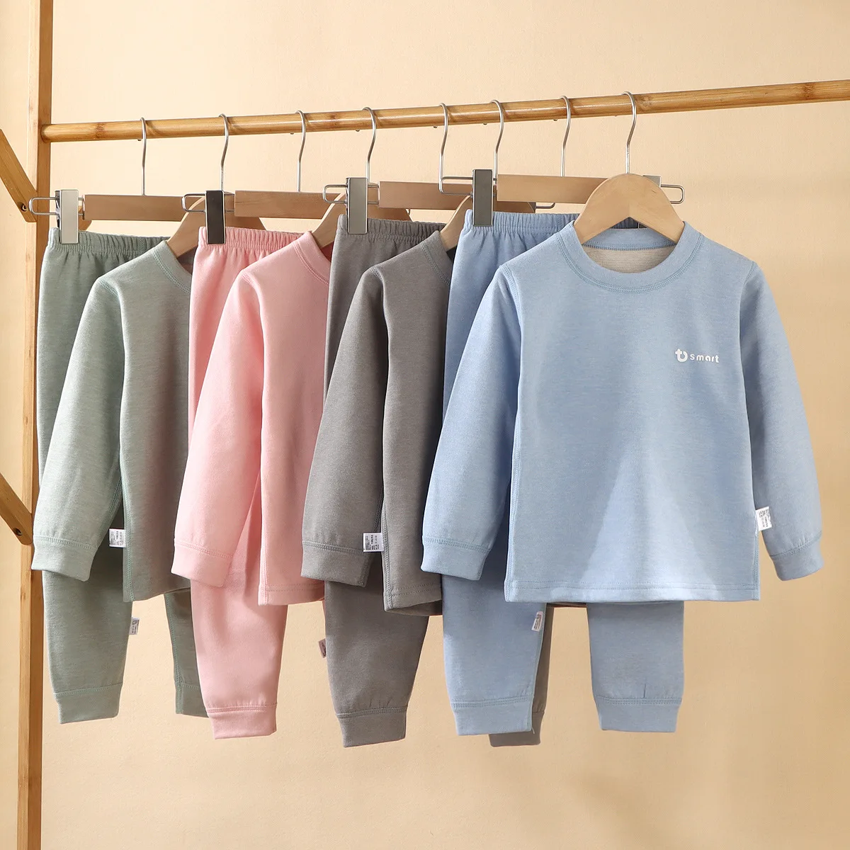 Kids Wool Nature Silk Thermal Underwear Set Warm Pajamas Soft Long Sleeve Top Pants Baby Winter Thermal Loungewear for 1-18Y
