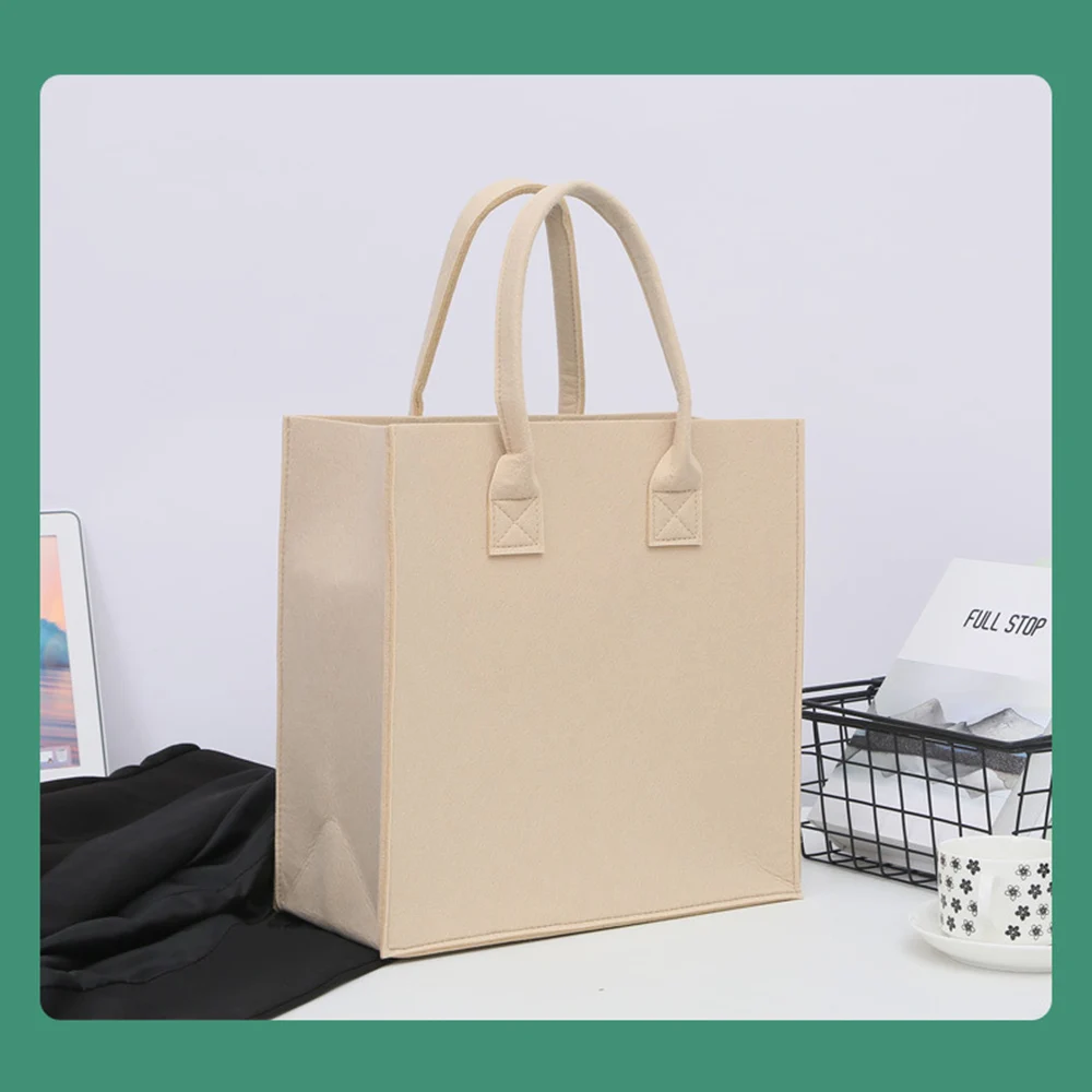 New Large Women Capacity Felt Tote Bag Casual Reusable Shopping Bag Portable Eco-friendly Tote Bag Unisex Student Handbag