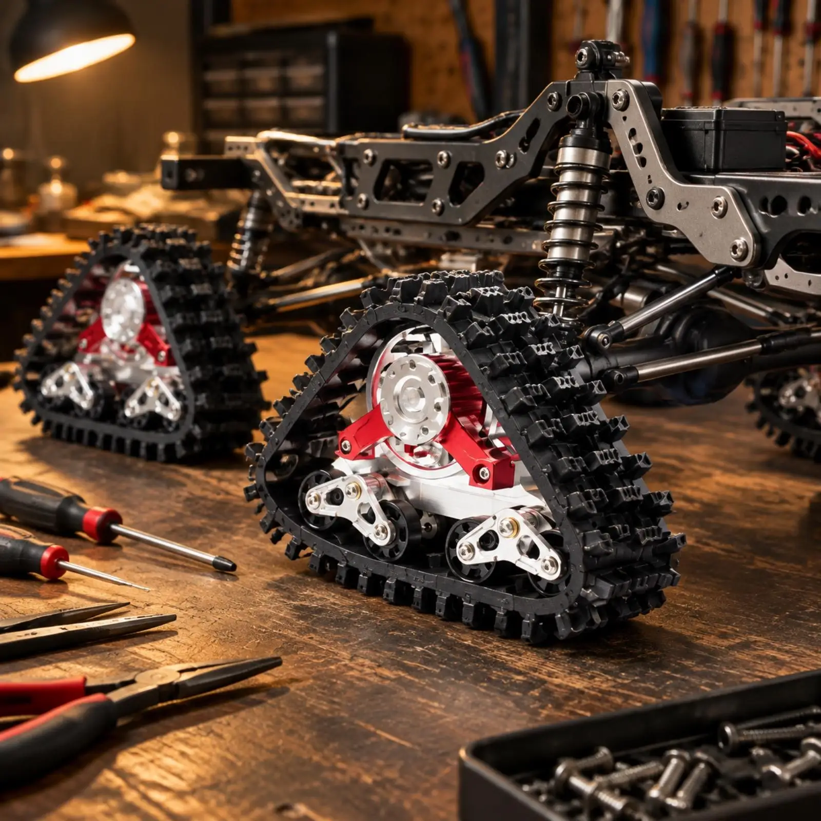 RC Crawler Accessory off-roadReady 1/10 Hunter SCX10 Tracked Wheel Assembly Tracked Running Gear with Metal Frame Rugged