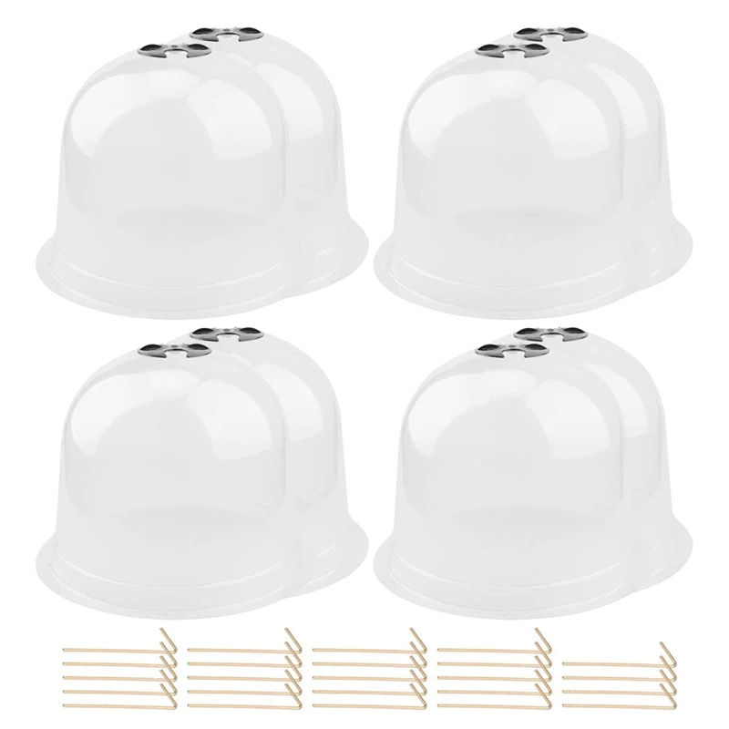 10 Pcs Reusable Plastic Mini Greenhouse Garden Cloche Dome Plant Covers Frost Guard Freeze Protection With Securing Pegs