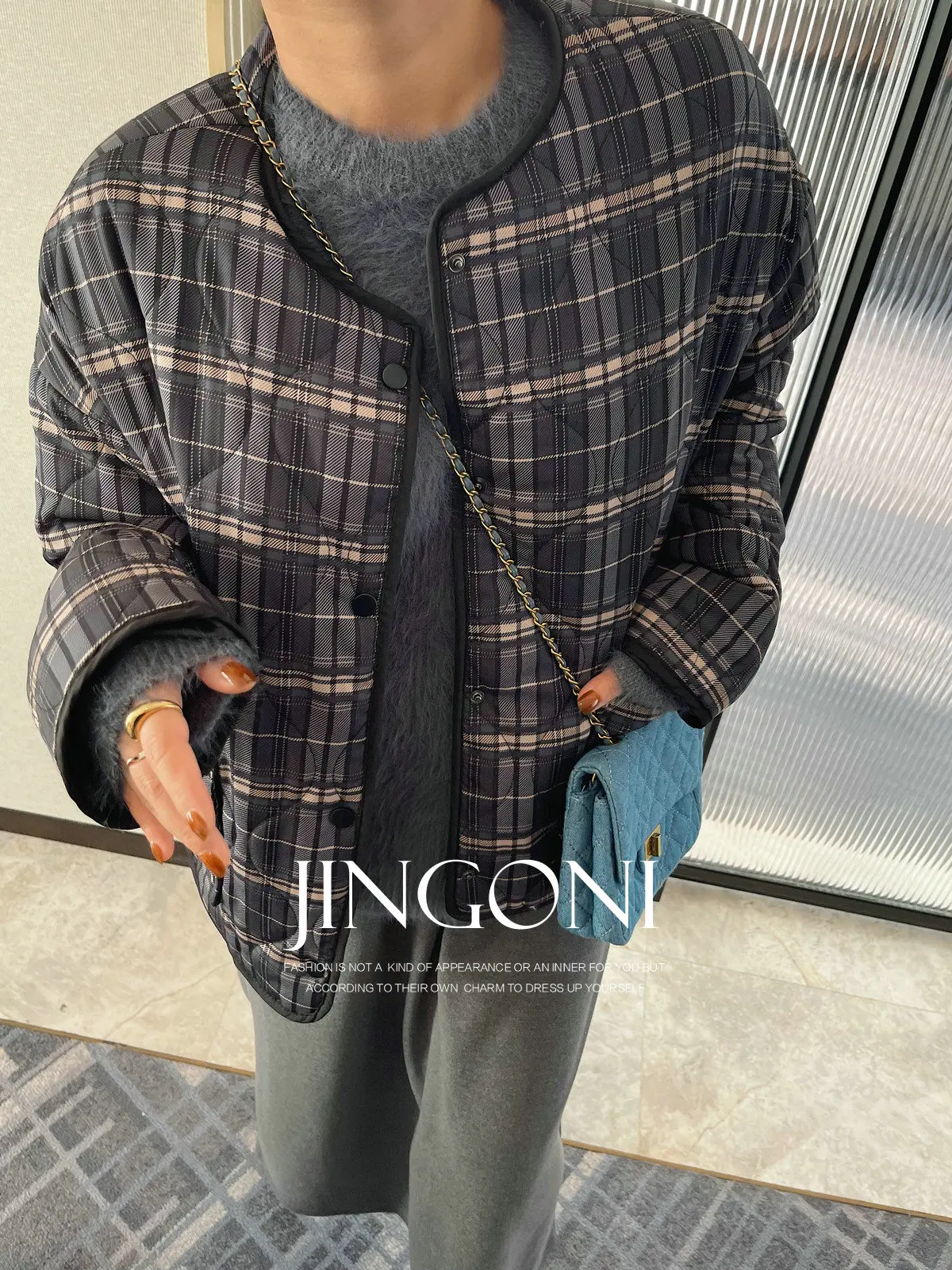 Plaid Padding Jackets Y2k Woman Clothing 2024 Fashion Korean Vintage Winter  Parkas Coat Cropped New Elegant Short Autumn Chic