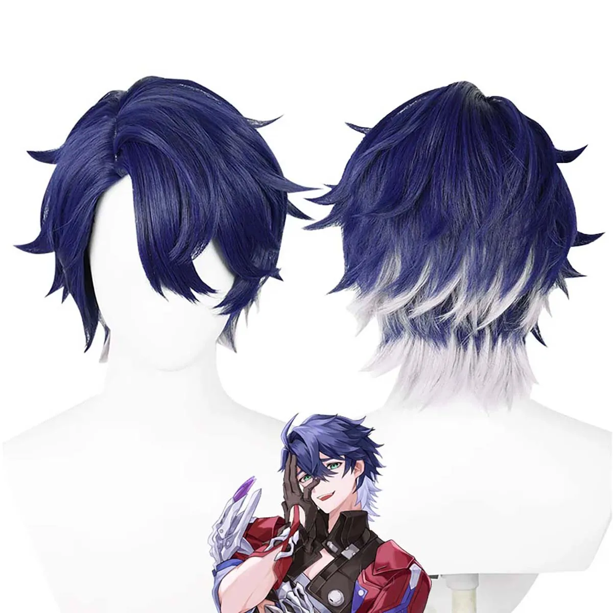 

Men Game Honkai Star Rail Cosplay Sampo Koski Cosplay Dark Blue Hair Wig