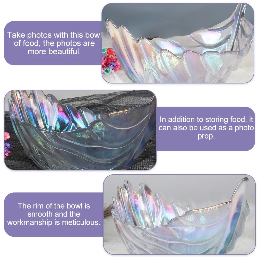 

Rainbow Glass Salad Bowl Nordic Style Decorative Glass Dessert Bowl for Home Family Gathering Party Use