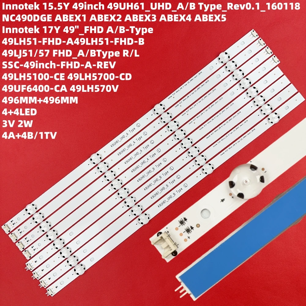 شريط إضاءة خلفي LED للتلفزيون 49UH610V 49UH603V 49UH601V 49UH620V 49UH6100 49UH61_UHD_A B NC490DGE ABEX1 ABEX2 ABEX3 ABEX4 ABEX5