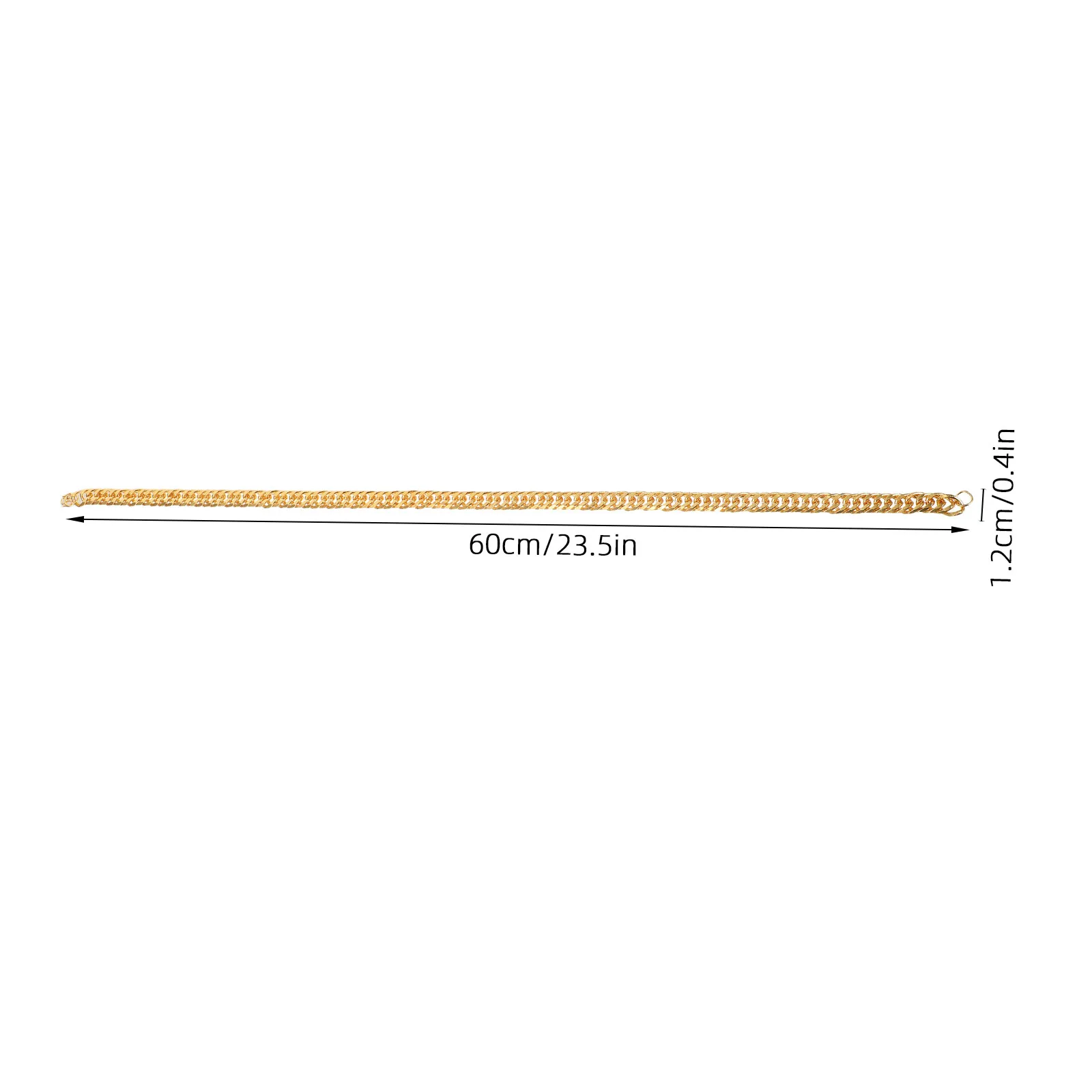 Chunky Gold Tone Alloy Necklace for Men Teenagers 60Cm Hip Hop Curb Chain Shiny Polished Nickel Lead Free Casual Party Bar