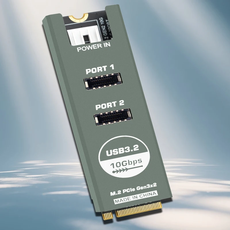 

Карта расширения M.2 NVMe на два порта Type-E 10 Гбит/с с корпусом, чип ASM3142, адаптер M Key на 2 порта Type-E для передней панели Type-C