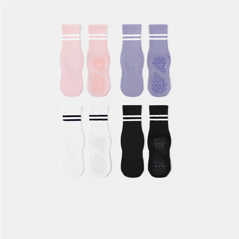 

2 pairs Ao yoga socks, medium length socks, pure cotton anti slip silicone indoor fitness pilates, women's sports socks