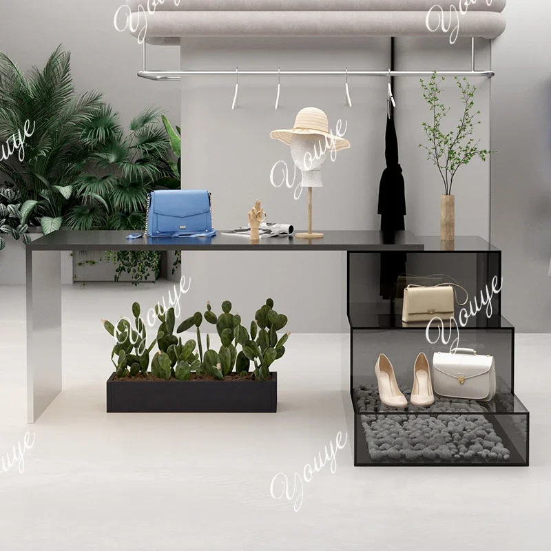 J Clothing Store Nakajima Taiwan Water Table Stainless Steel Brushed Acrylic Display Table Product Display Table Customization