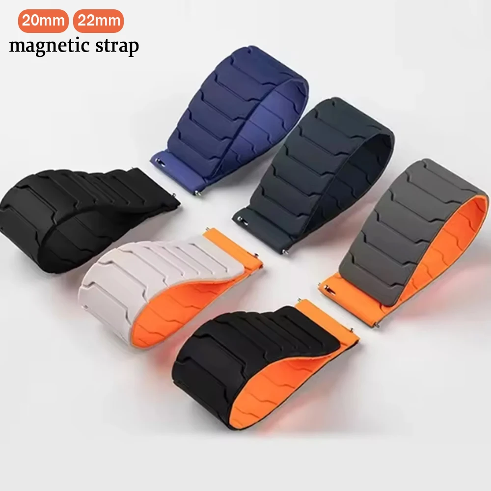 20/22 مللي متر حلقة مغناطيسية حزام الساعات ل Garmin venu/3/2/2Plus/Forerunner 570 265 265 165/vívoactive 4 5 6 سيليكون سوار للساعة