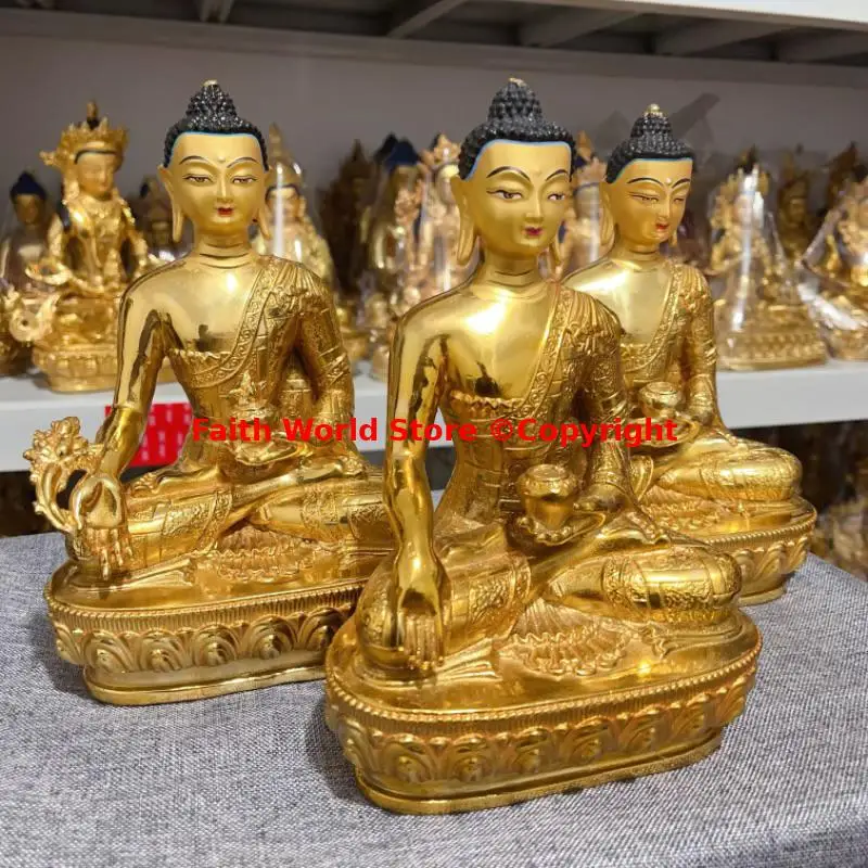 Buddhism 2025 Tibet Nepal Thailand SAN BAO FO Shakyamuni Amitabha the Medicine Buddha statue family protection temple worship