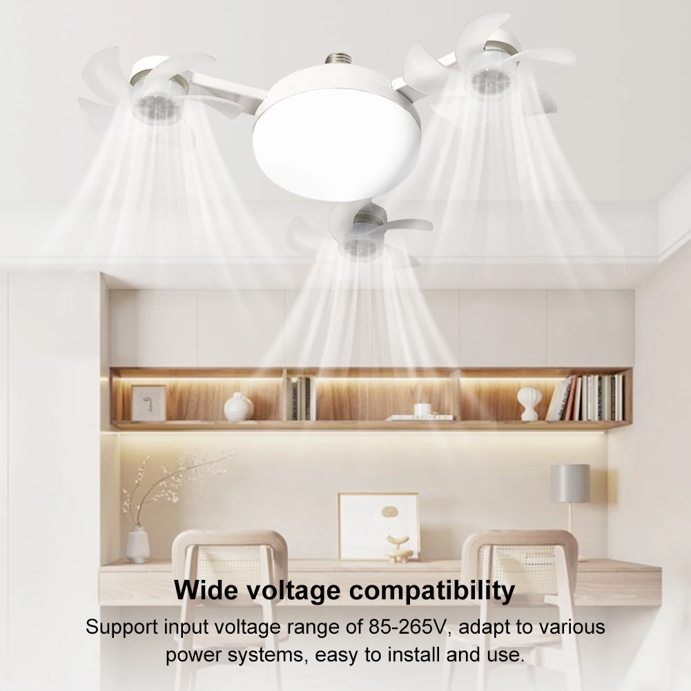 E27 Ceiling Fan Lamp Remote Control 110V 220V 3 Color Adjustable Modern AC85-265V Home Bedroom Living Room Cooling Fan Lamp
