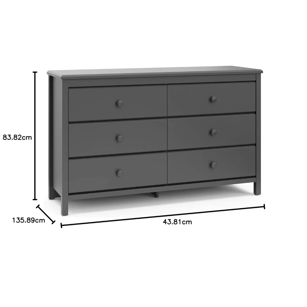 6 MELDouble Commode (gris)-GREENGUARD Gold ignorent, Commode pour pépinière, 6 MELCommode, Commode pour enfants