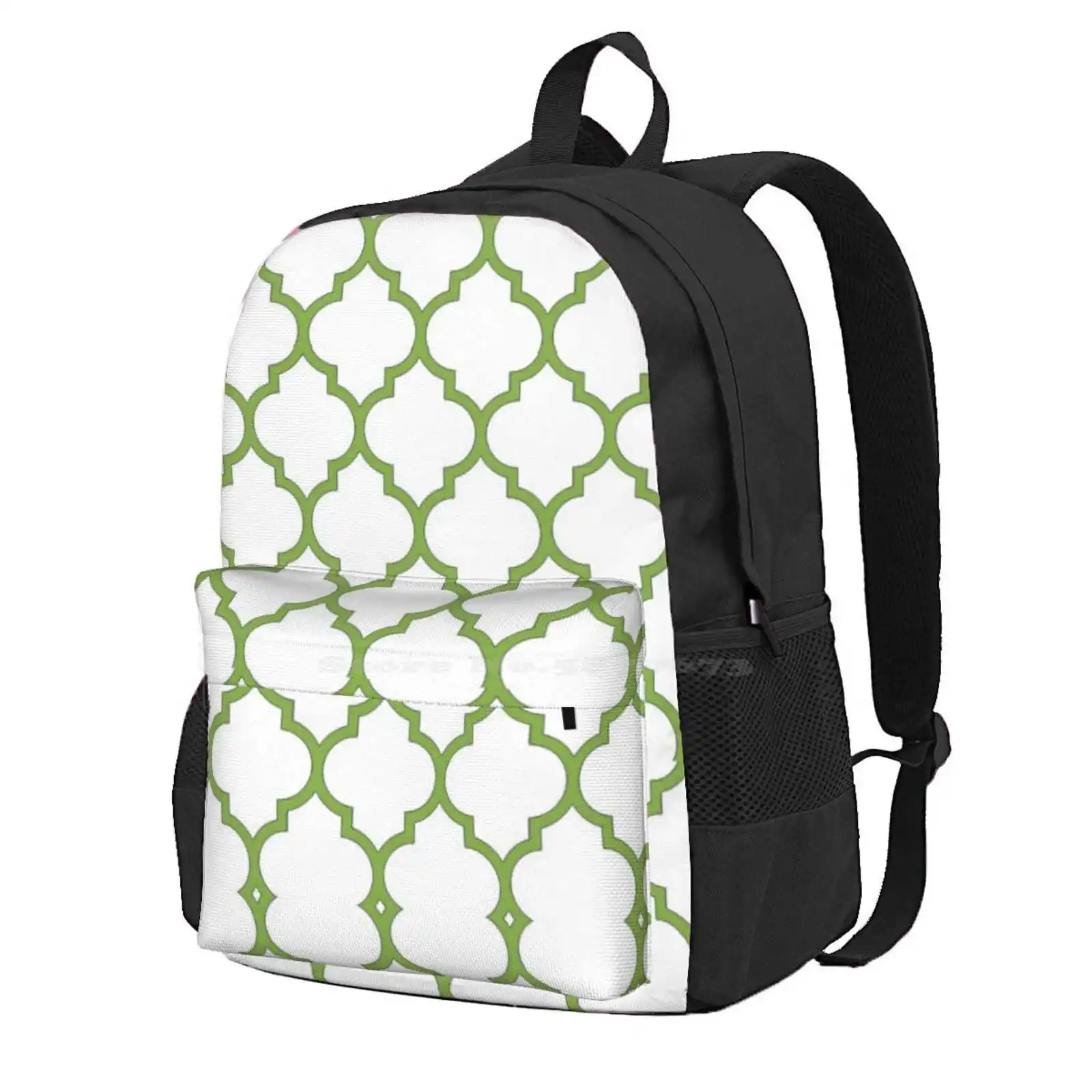 Pantone Colour Of The Year 2017 Greenery Domes Quatrefoil Geometric Pattern By Ozcushionstoo Hot Sale Schoolbag Backpack