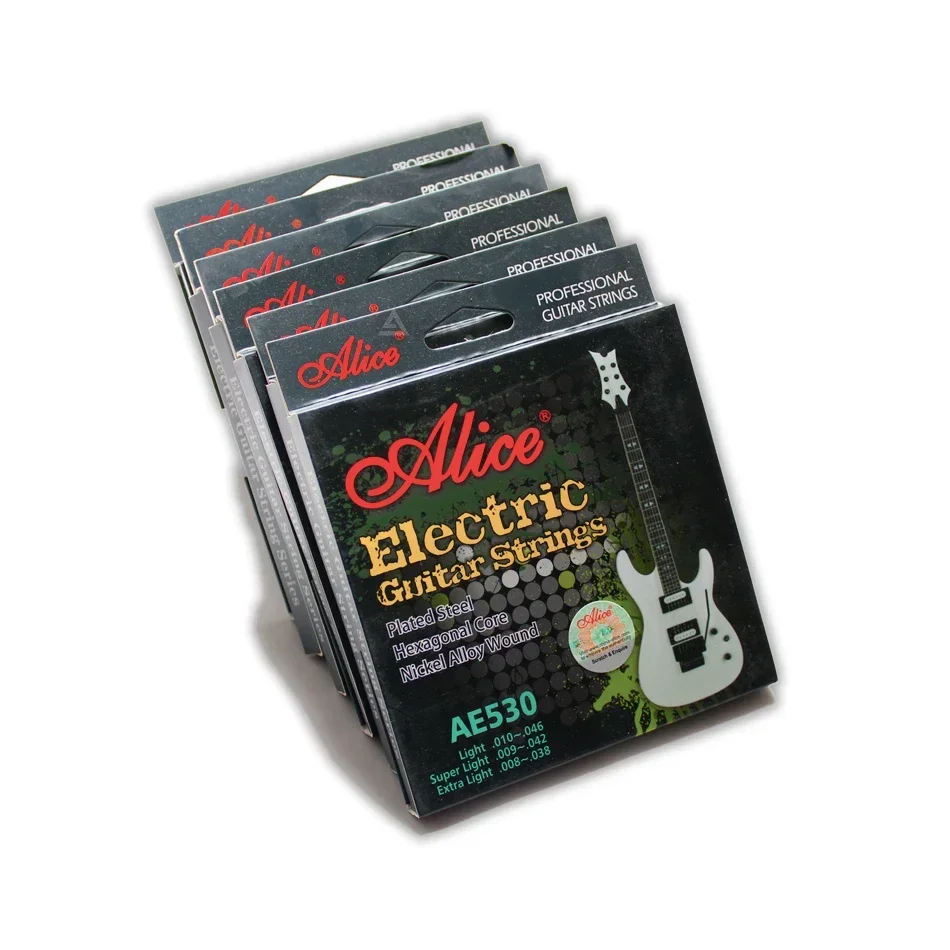 Original ALICE AE530 Electric Guitar Strings 1st-6th Light Super Light Extra Light Nickel Alloy Wound Full Set Hexagonal Core