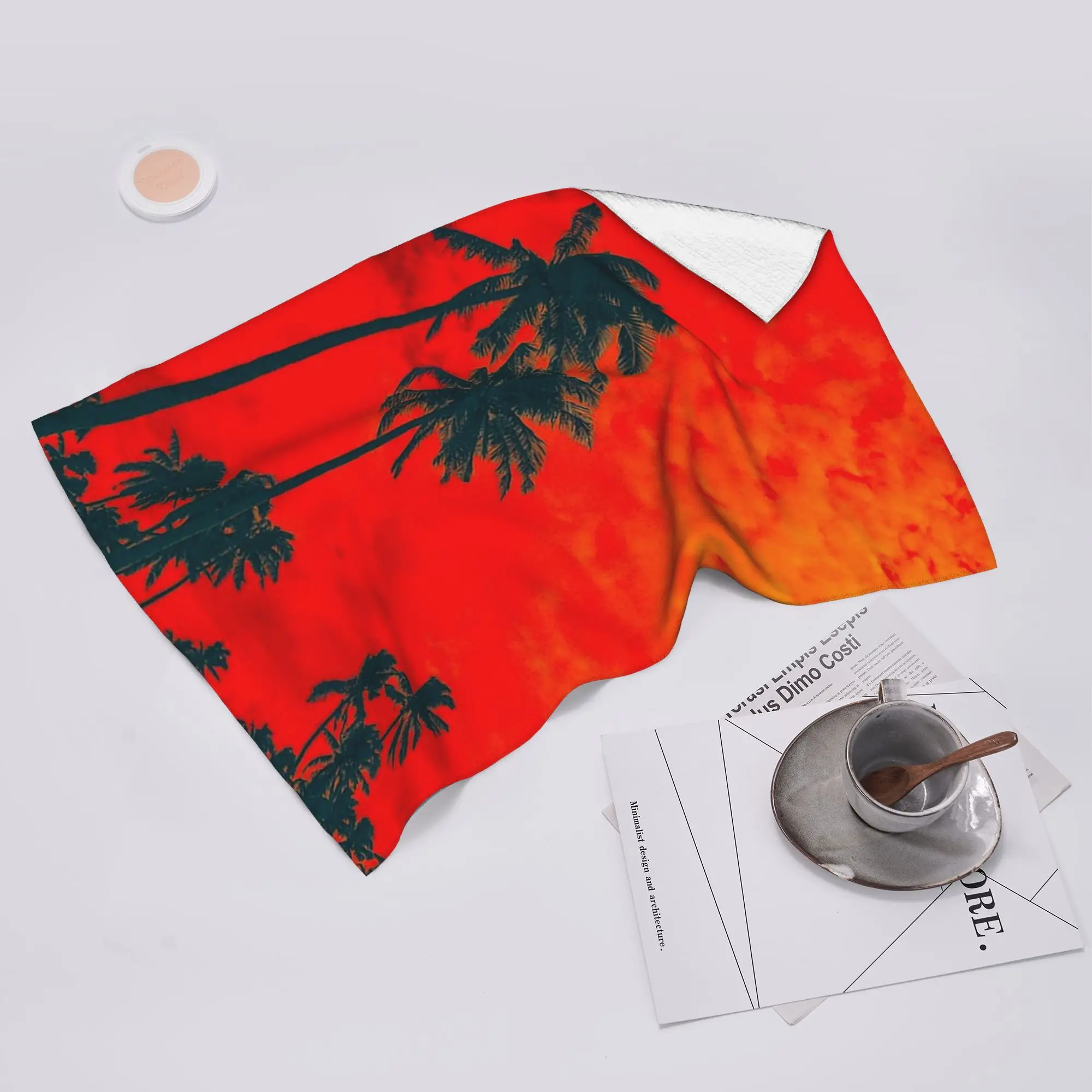 Custom California Beautiful Sky with Palm Tree Soft Face Towel Quick Dry Pool Bath Cotton Towels Absorbent