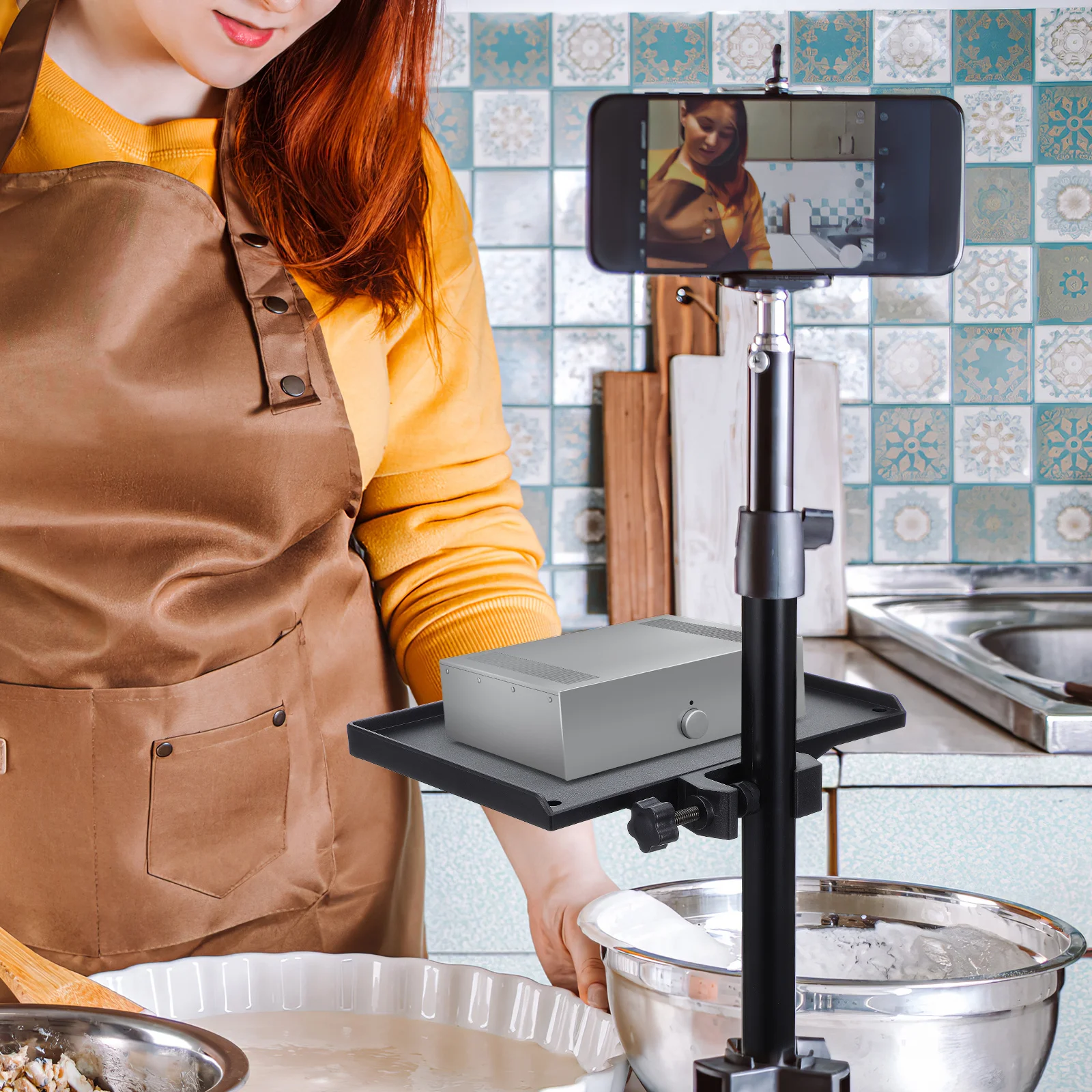 حامل بلاستيكي قابل للتعديل لعلبة البطاقة لأداة الميكروفون المباشر، حامل ثلاثي القوائم، حامل تثبيت حديدي