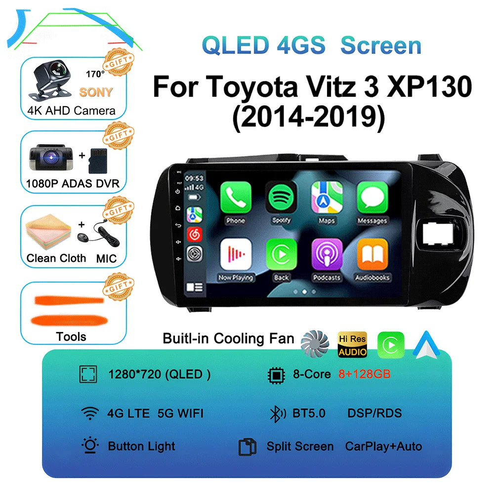LJZN Android 16 Auto Carplay For Toyota Vitz 3 XP130 2014 - 2019 Car Multimedia Video Player Autoradio GPS Stereo 2Din DVD 5G image 3