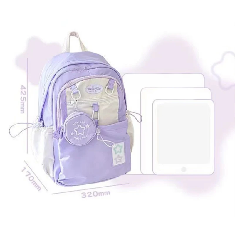 Słodki plecak dla dziewczynki Student New Fashion Drawstring Duża torba szkolna Y2K Koreańska podróżna damska torba na ramię do szkoły średniej