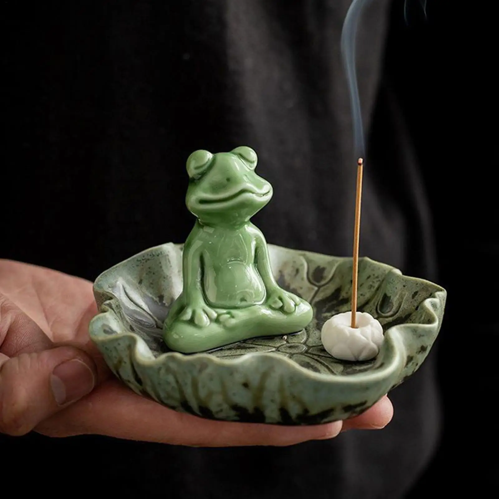 Incense Burner Ornament Ceramic Frog Incense Stick Burner Multi Functional Scent Diffuser Tool For Kitchen Apartment Restaurant