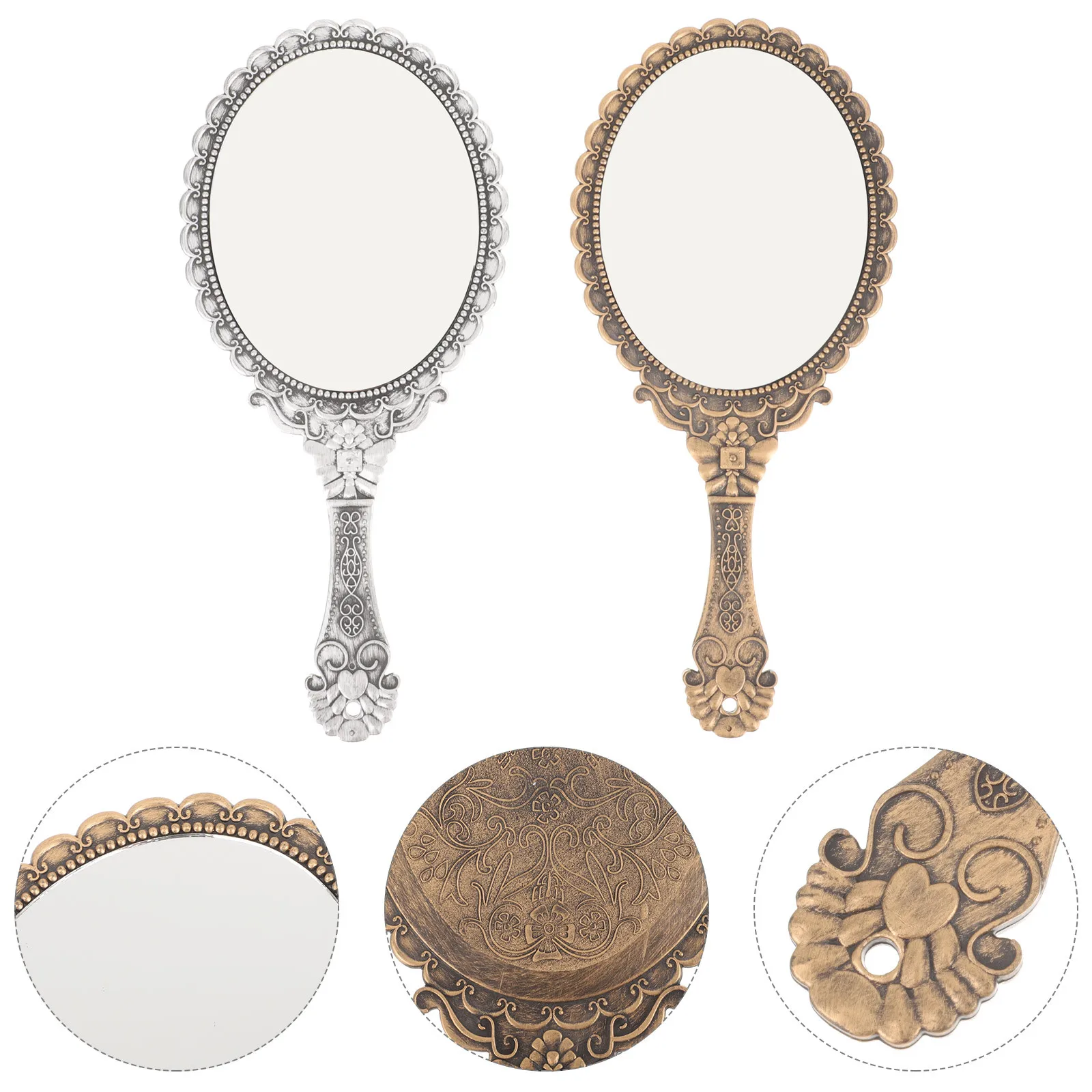2 pçs espelhos de vaidade portáteis espelho de maquiagem vintage portátil para mulheres meninas espelho de viagem espelhos de mão com alça