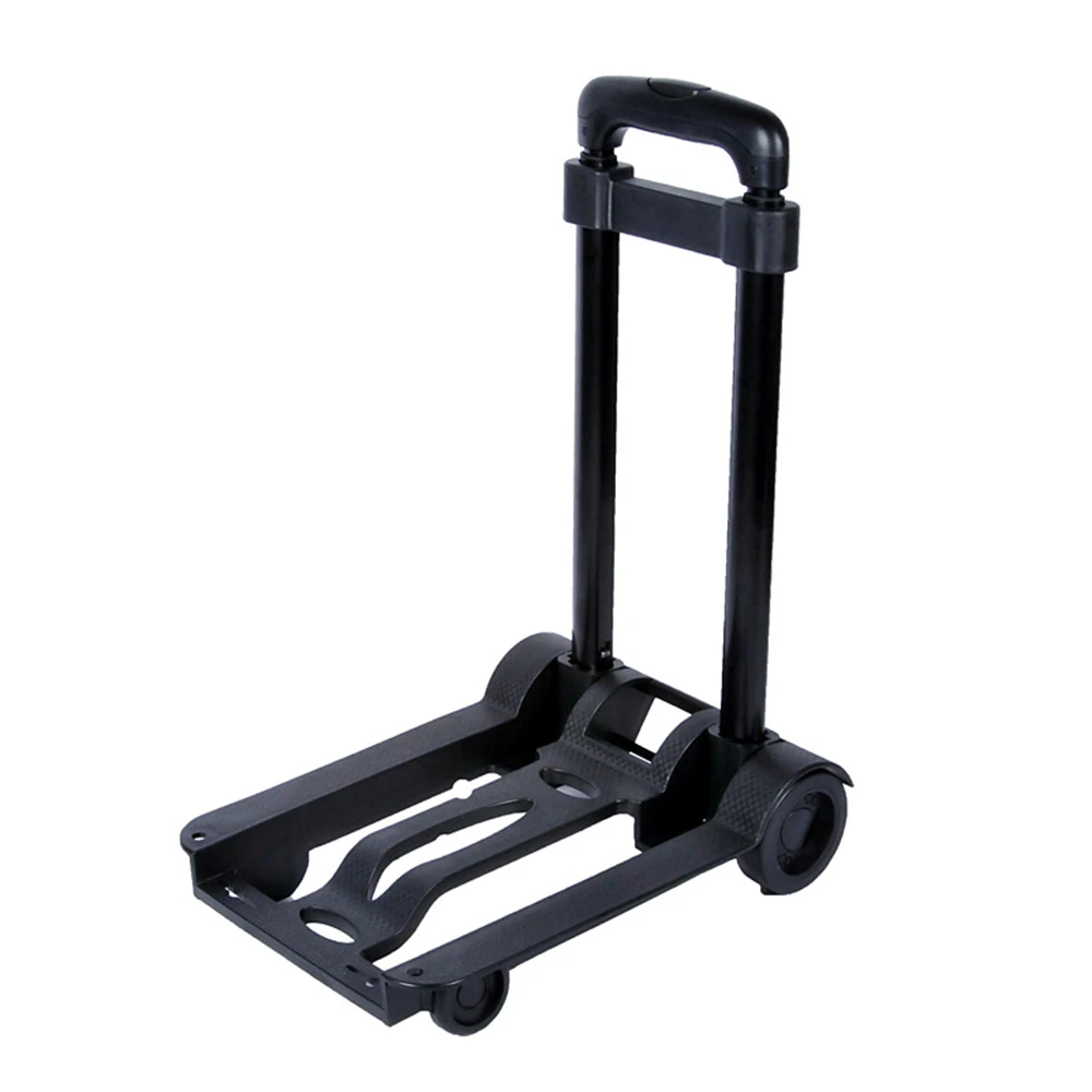 Small Hand Truck Dolly with Wheels Luggage Cart Metal Drawbar Collapsible Trolly Portable Dolly for Moving Airport Travel Use