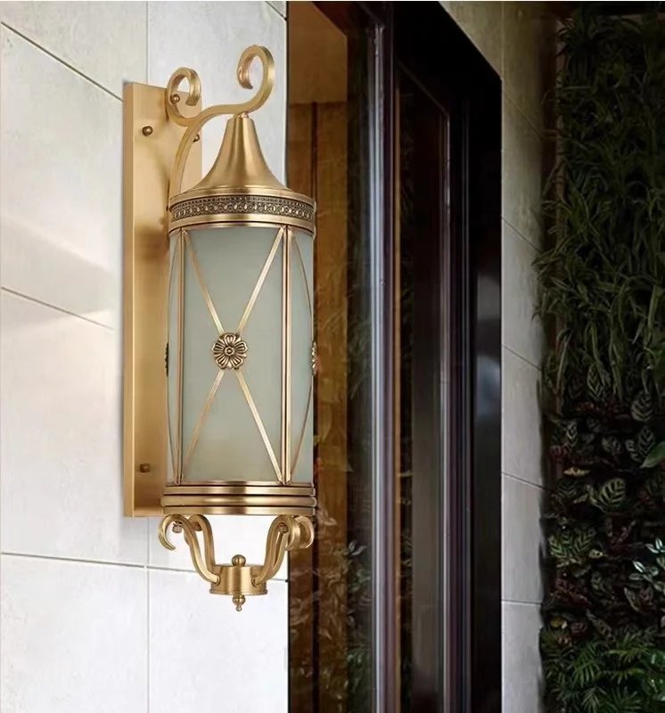 Luxury All Copper Outdoor Wall Lamp Waterproof and Rust Proof Villa Courtyard Entrance External Wall Lamp