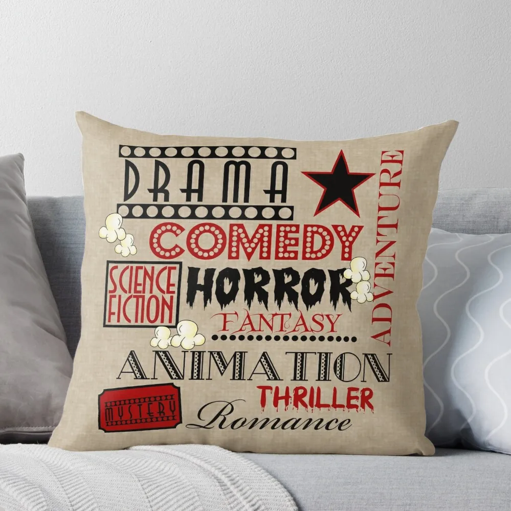 Movie Theater Cinema Movie Genre ticket Pillow-Red Throw Pillow Cushions For Decorative Sofa Couch Cushions Sofa Cushions